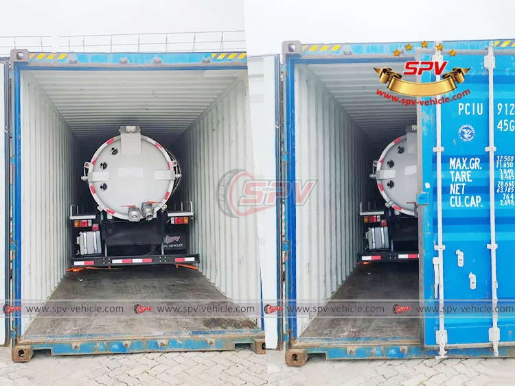 6,000 Litres Sewage Vacuum Pump Truck Loaded into Container